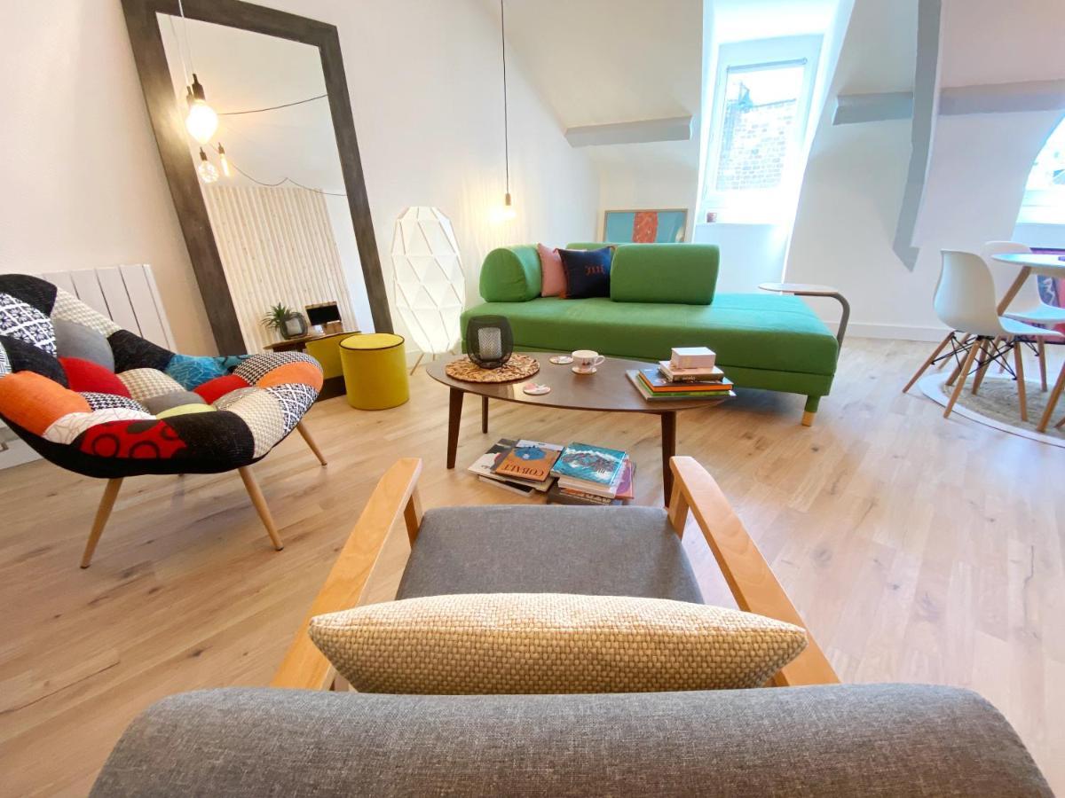 סן-בריו Marie Et Brieuc _ Duplex Lumineux Colore Atypique Face Cathedrale מראה חיצוני תמונה